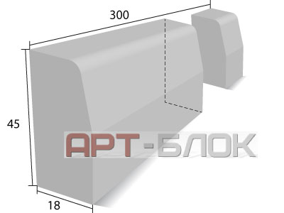 Бетонный бортовой камень БР 300х45х18 (дорожный)